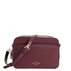 Kate Spade Lauryn Saffiano leather camera bag in Cherrywood
